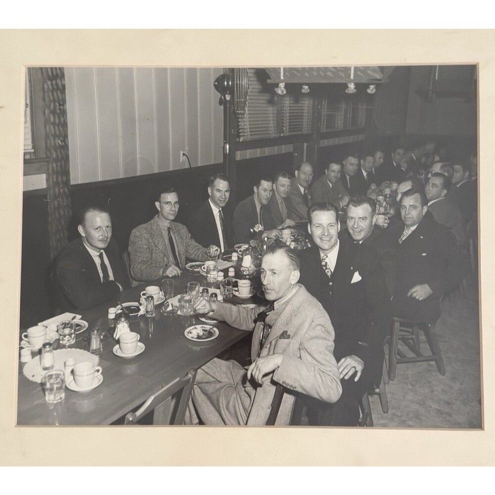 Vintage Framed BW Photo Four Businessmen 1950s-60s Black Wood Hollywood Prop